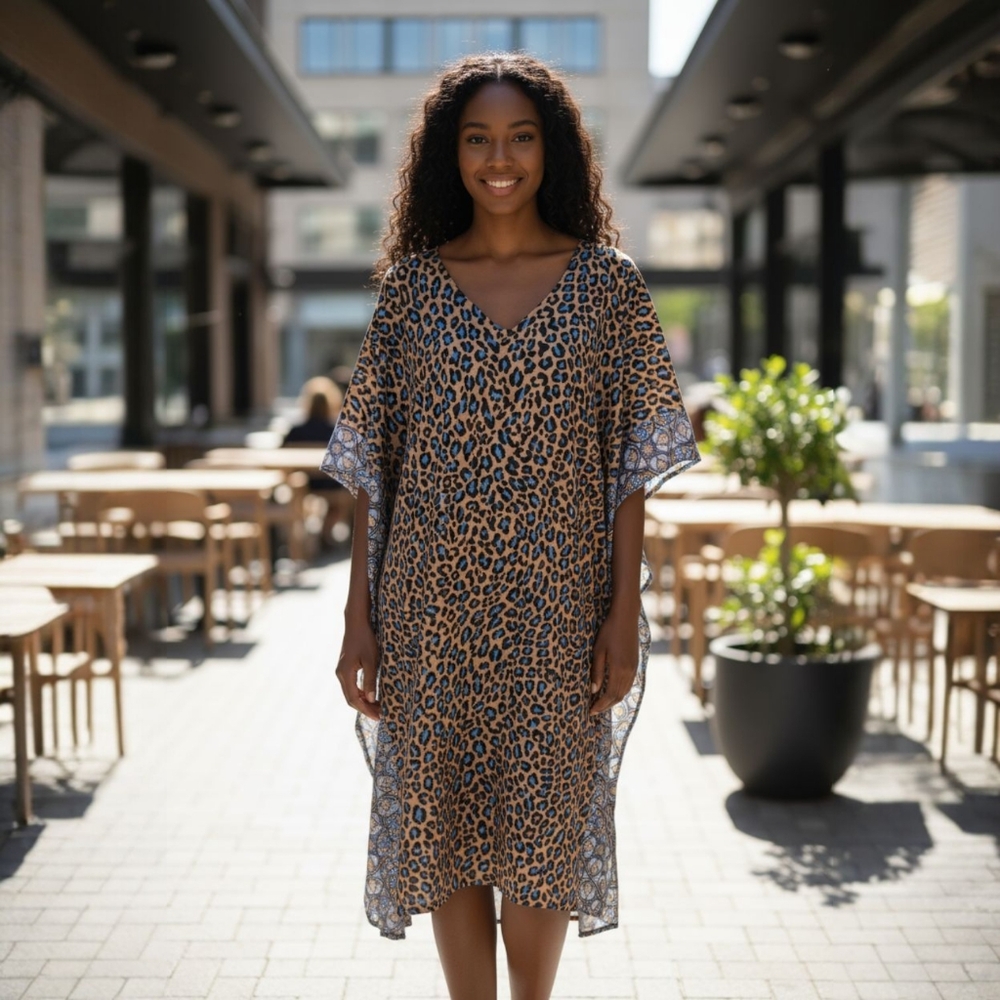 Joan Rivers Leopard Print Kaftan Dress‎ Size Medium